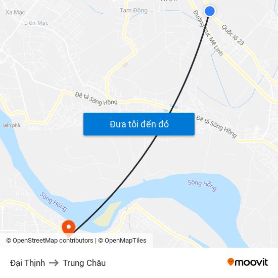 Đại Thịnh to Trung Châu map