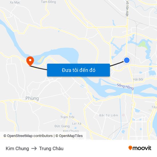 Kim Chung to Trung Châu map