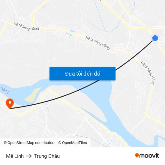 Mê Linh to Trung Châu map