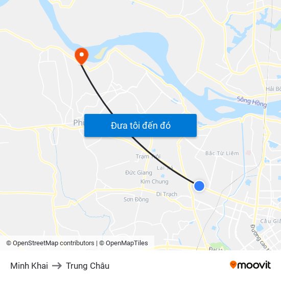 Minh Khai to Trung Châu map