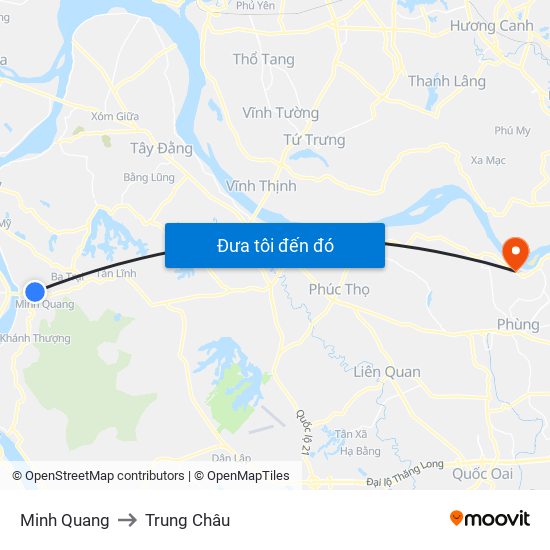 Minh Quang to Trung Châu map