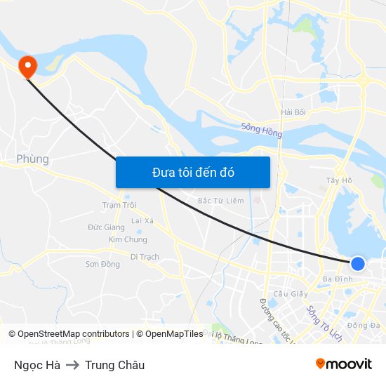 Ngọc Hà to Trung Châu map