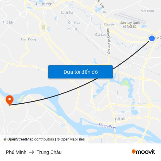 Phú Minh to Trung Châu map