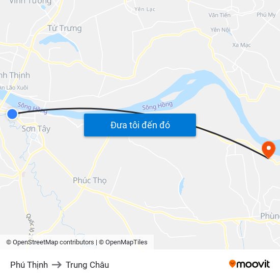 Phú Thịnh to Trung Châu map