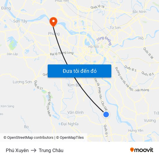 Phú Xuyên to Trung Châu map