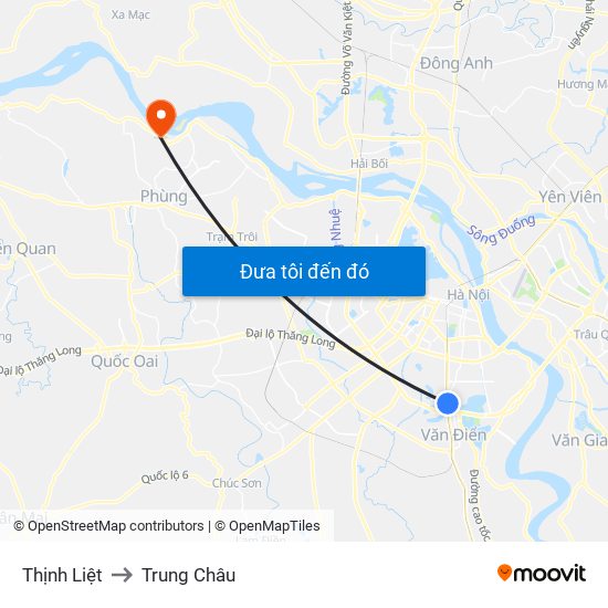 Thịnh Liệt to Trung Châu map