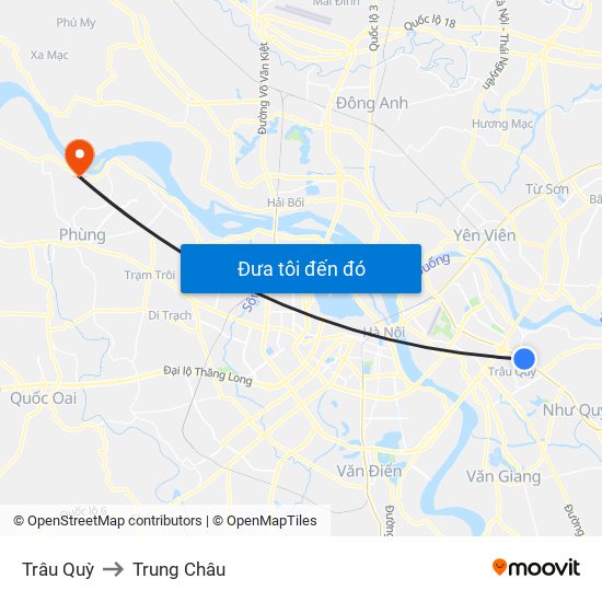 Trâu Quỳ to Trung Châu map