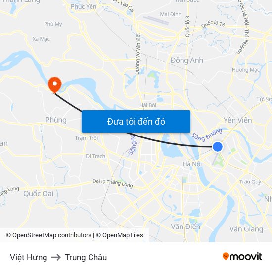 Việt Hưng to Trung Châu map