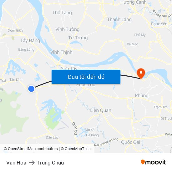 Vân Hòa to Trung Châu map