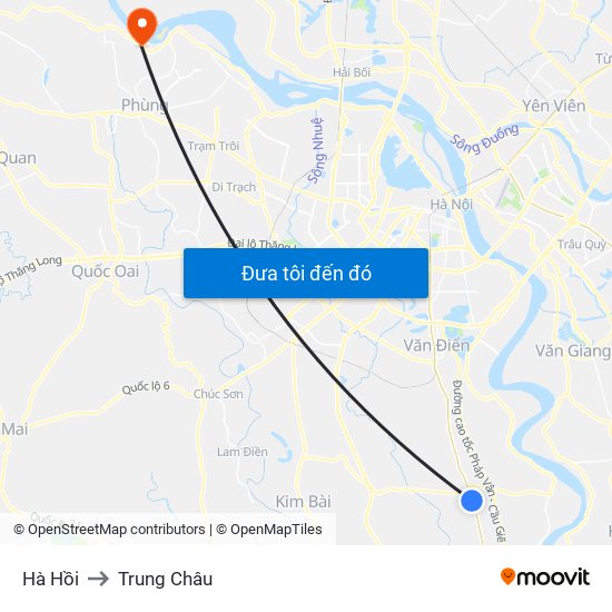 Hà Hồi to Trung Châu map