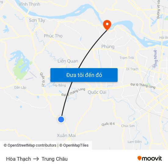 Hòa Thạch to Trung Châu map