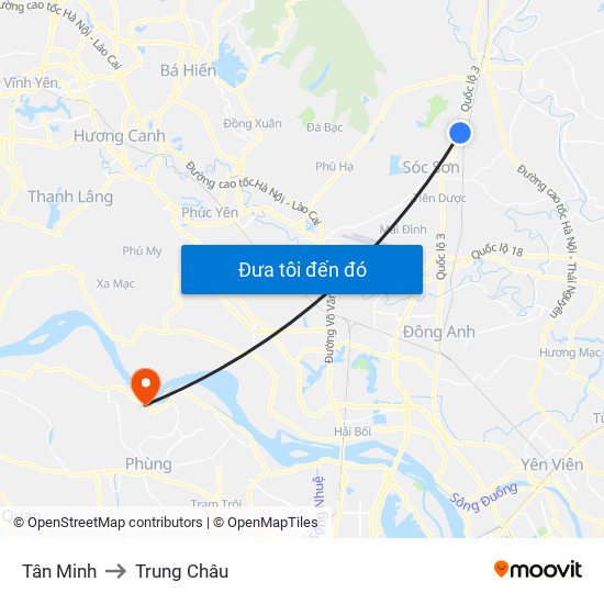 Tân Minh to Trung Châu map