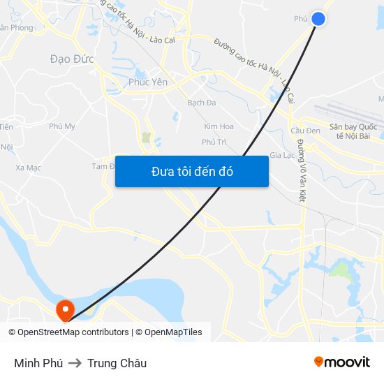 Minh Phú to Trung Châu map