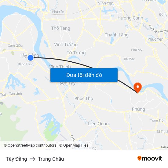 Tây Đằng to Trung Châu map