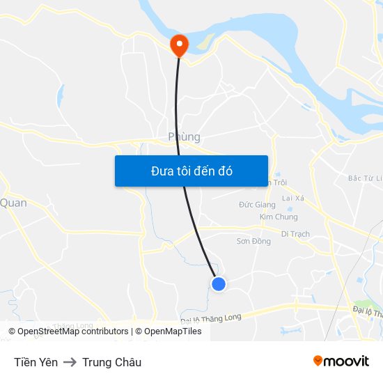 Tiền Yên to Trung Châu map