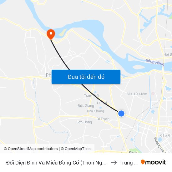 Đối Diện Đình Và Miếu Đồng Cổ (Thôn Nguyên Xá) - Đường 32 to Trung Châu map