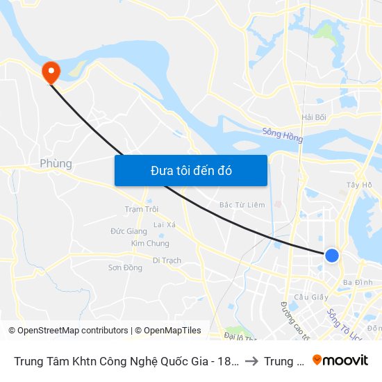 Trung Tâm Khtn Công Nghệ Quốc Gia - 18 Hoàng Quốc Việt to Trung Châu map