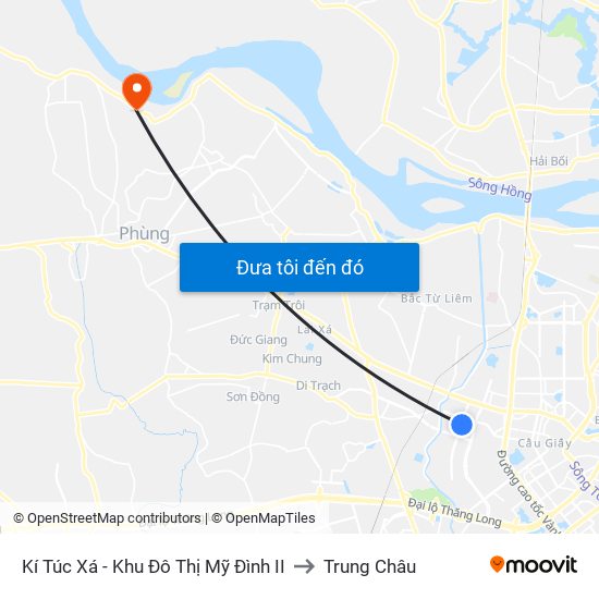 Kí Túc Xá - Khu Đô Thị Mỹ Đình II to Trung Châu map