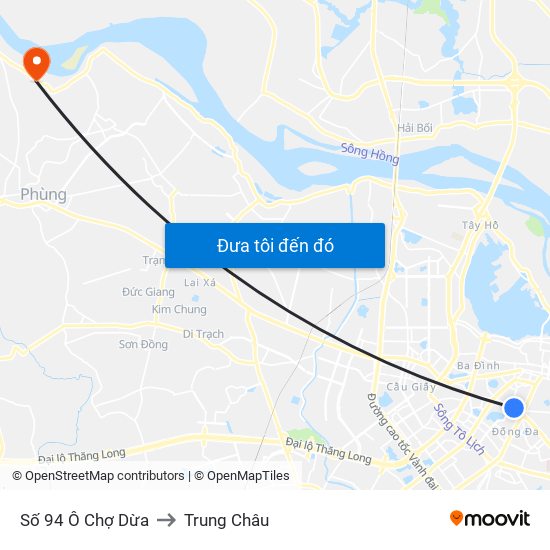 Số 94 Ô Chợ Dừa to Trung Châu map