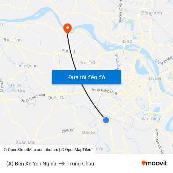 (A) Bến Xe Yên Nghĩa to Trung Châu map