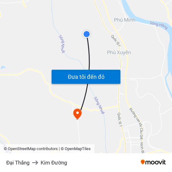 Đại Thắng to Kim Đường map