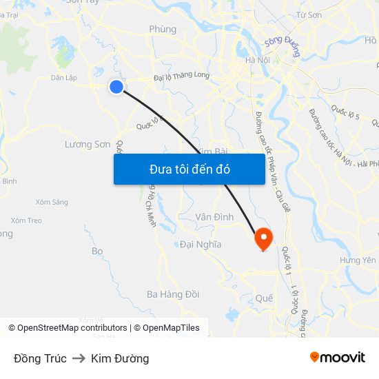 Đồng Trúc to Kim Đường map
