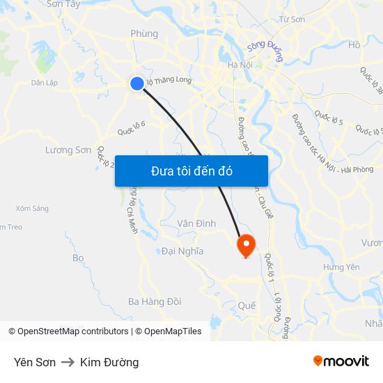 Yên Sơn to Kim Đường map