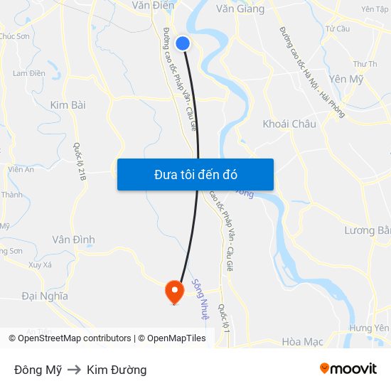 Đông Mỹ to Kim Đường map