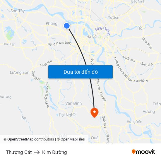 Thượng Cát to Kim Đường map