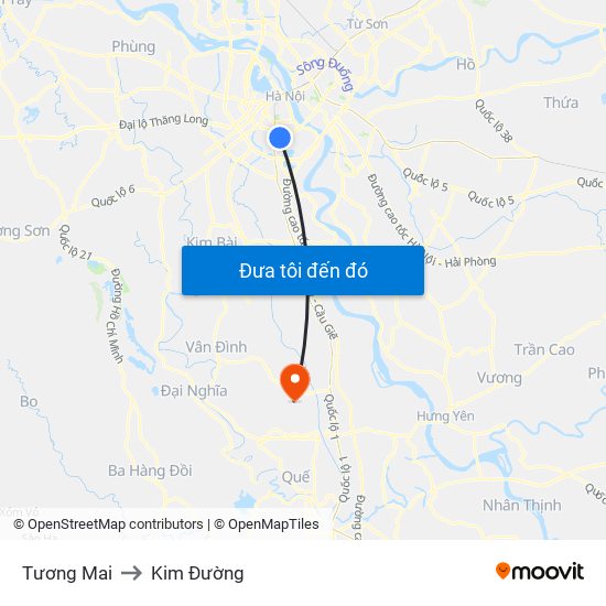 Tương Mai to Kim Đường map