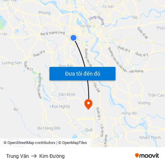 Trung Văn to Kim Đường map