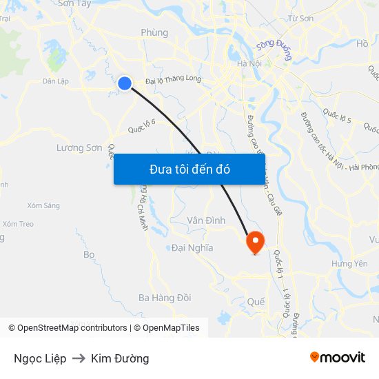 Ngọc Liệp to Kim Đường map