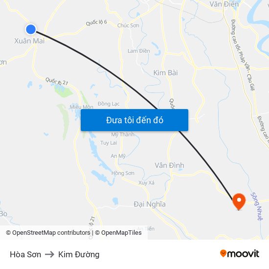 Hòa Sơn to Kim Đường map