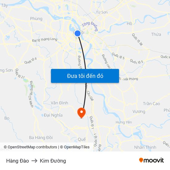 Hàng Đào to Kim Đường map