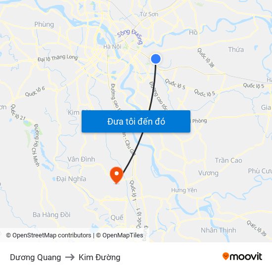 Dương Quang to Kim Đường map