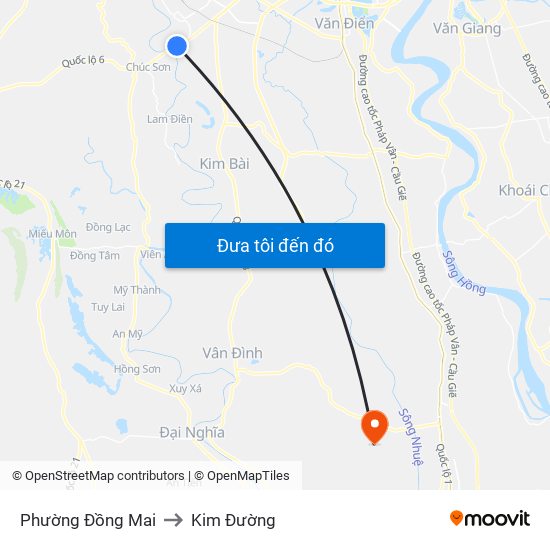 Phường Đồng Mai to Kim Đường map