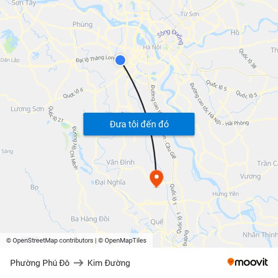 Phường Phú Đô to Kim Đường map