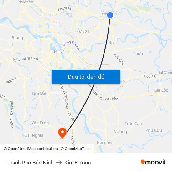 Thành Phố Bắc Ninh to Kim Đường map