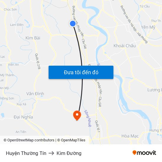 Huyện Thường Tín to Kim Đường map