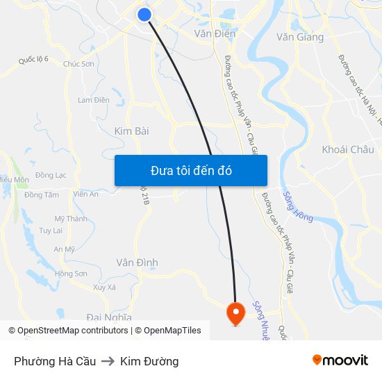 Phường Hà Cầu to Kim Đường map