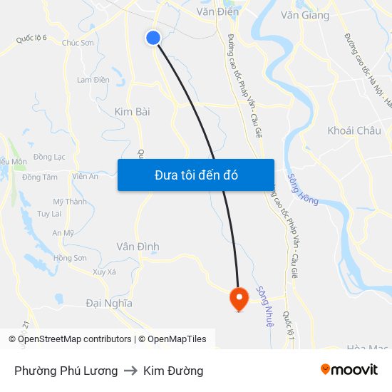 Phường Phú Lương to Kim Đường map