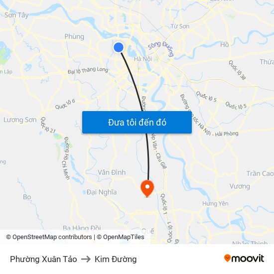 Phường Xuân Tảo to Kim Đường map