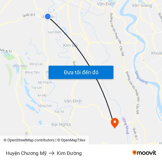 Huyện Chương Mỹ to Kim Đường map