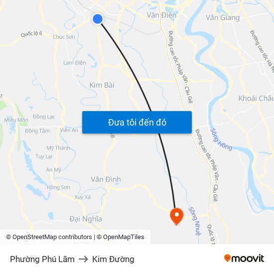 Phường Phú Lãm to Kim Đường map