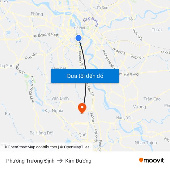 Phường Trương Định to Kim Đường map