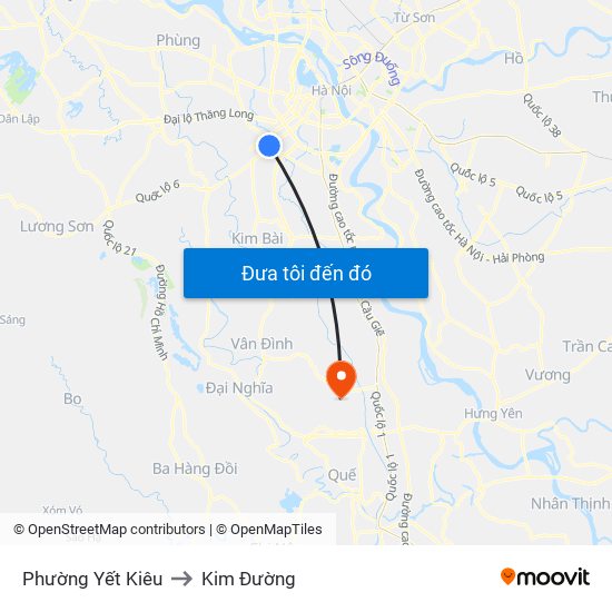 Phường Yết Kiêu to Kim Đường map