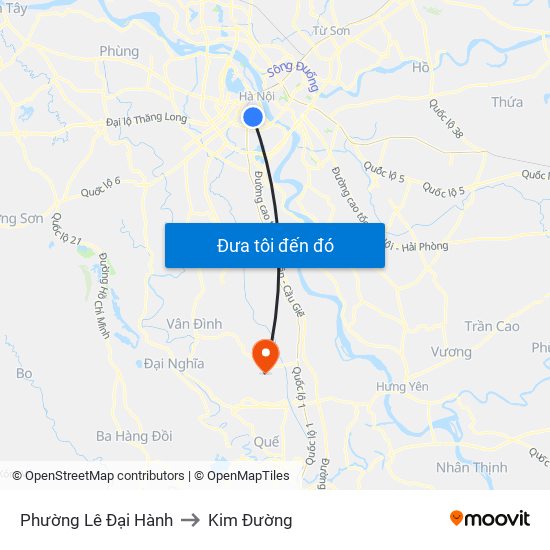 Phường Lê Đại Hành to Kim Đường map