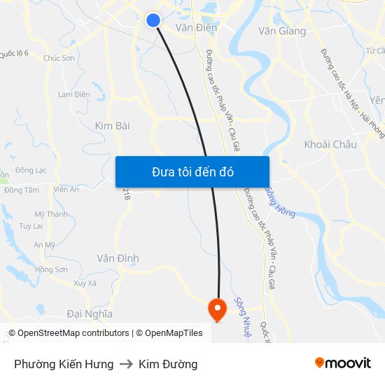 Phường Kiến Hưng to Kim Đường map