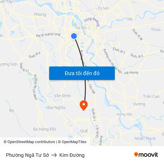 Phường Ngã Tư Sở to Kim Đường map