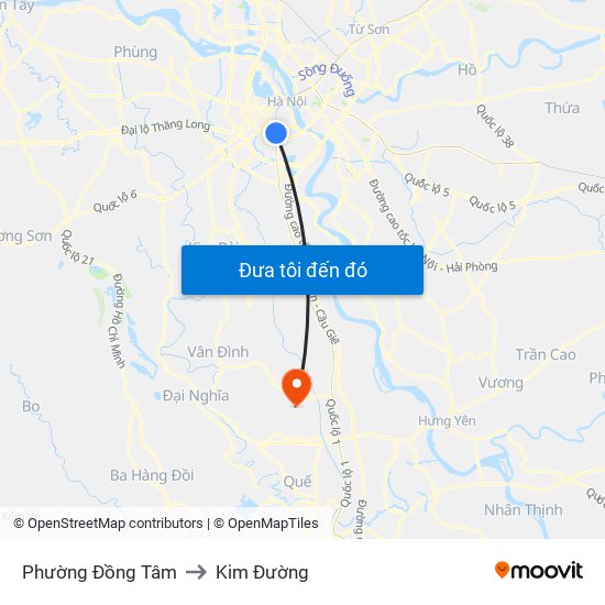 Phường Đồng Tâm to Kim Đường map